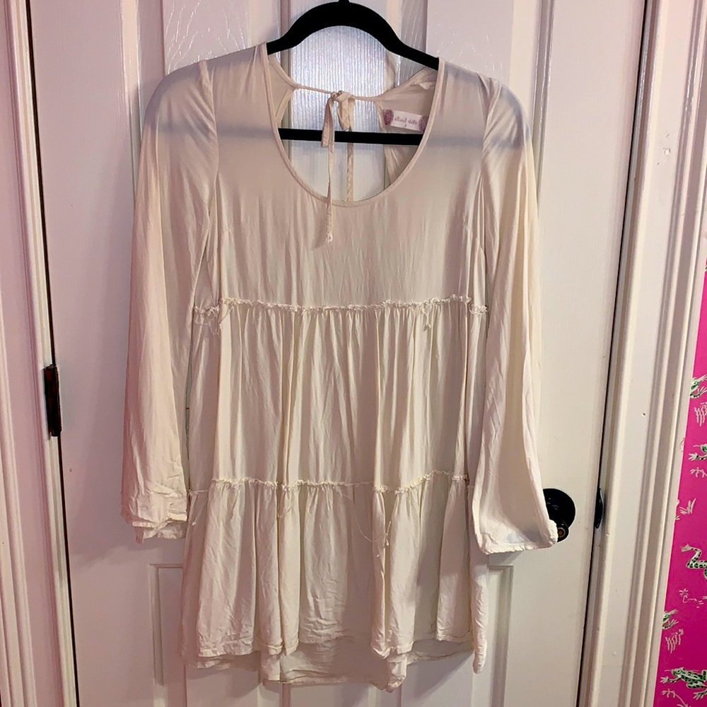 Off-white, flowy, open back blouse, size small